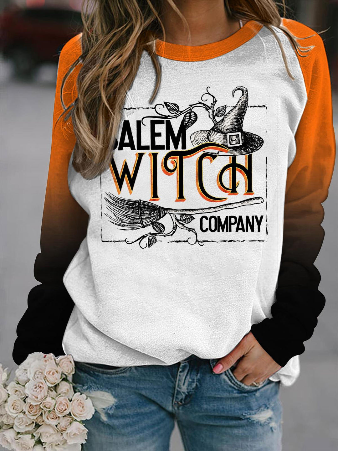 Salem Witch Company Print Long Sleeve Top