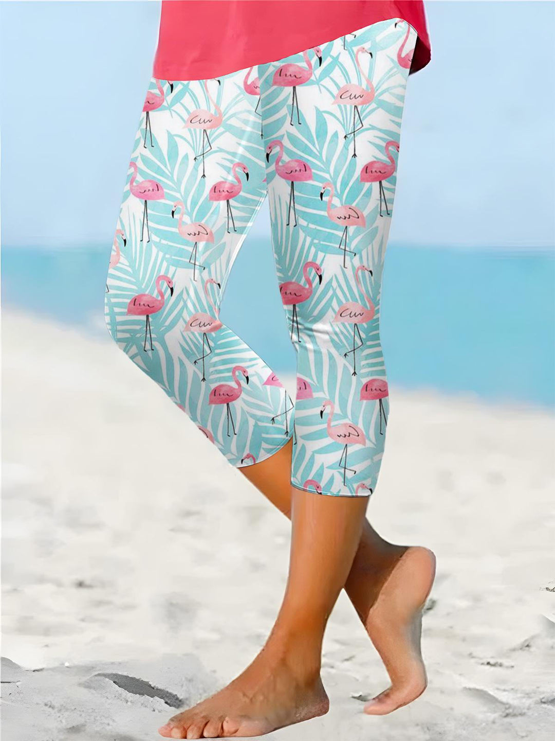Flamingo Palm Print Leggings