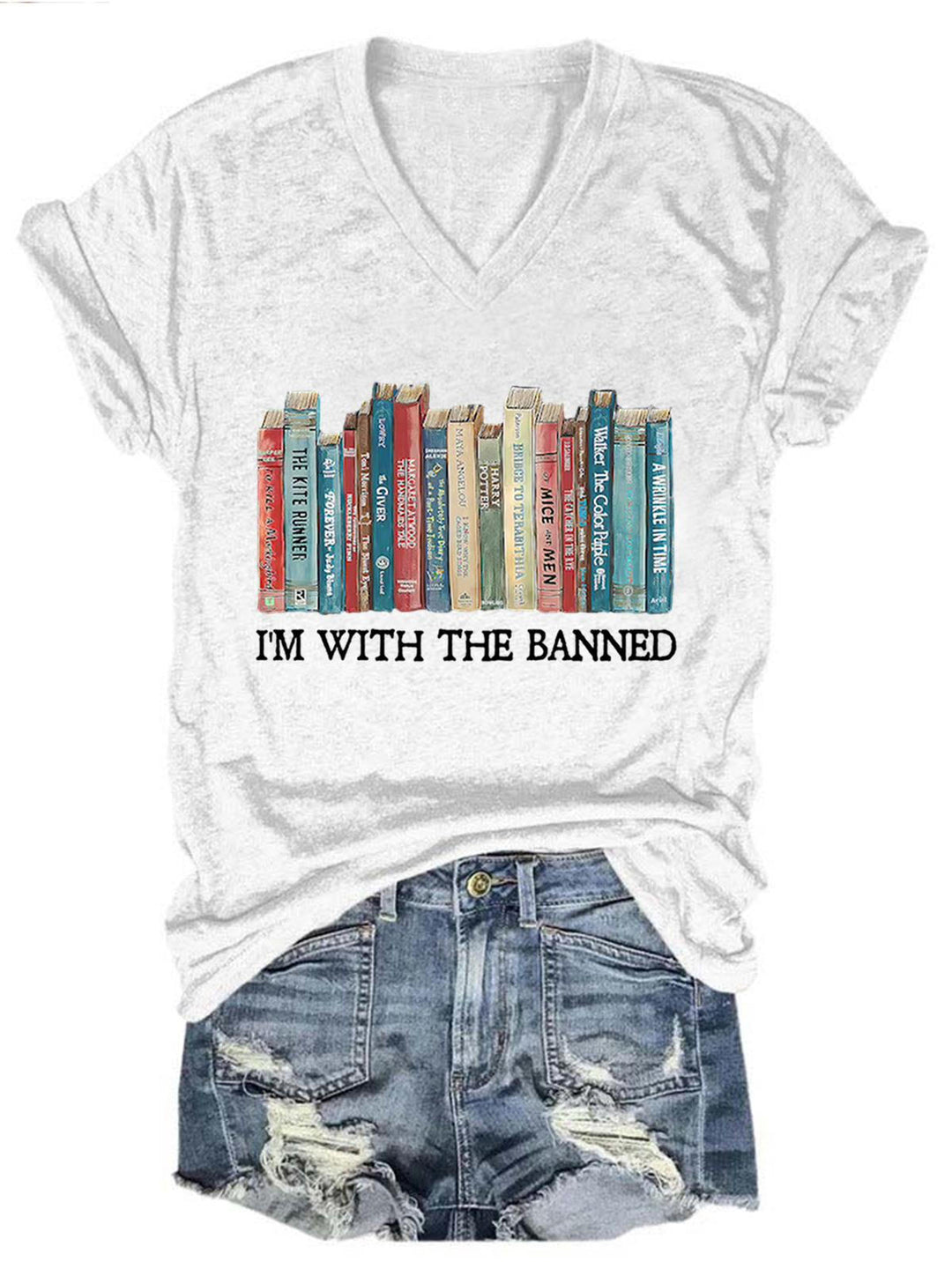 Women's I'm With The Banned Book Print T-Shirt