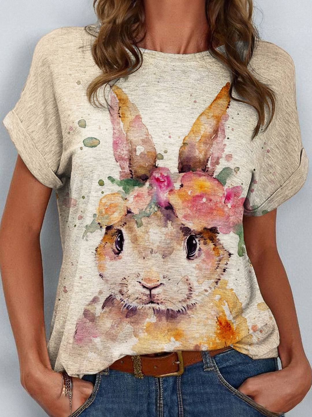 Easter Bunny Print Casual Top
