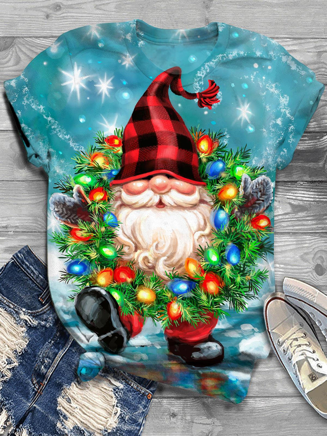 Christmas Gnome Crew Neck T-Shirt