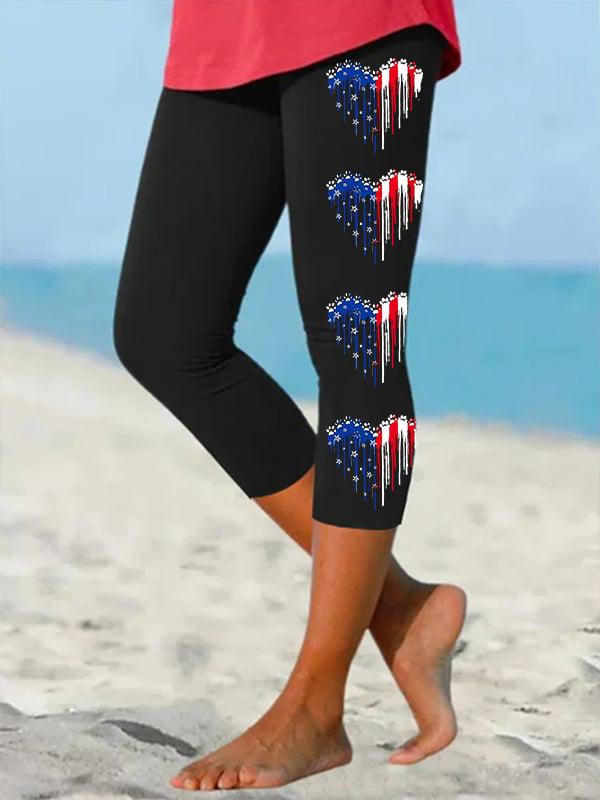 Flag Color Dog Paw Heart Cropped Leggings