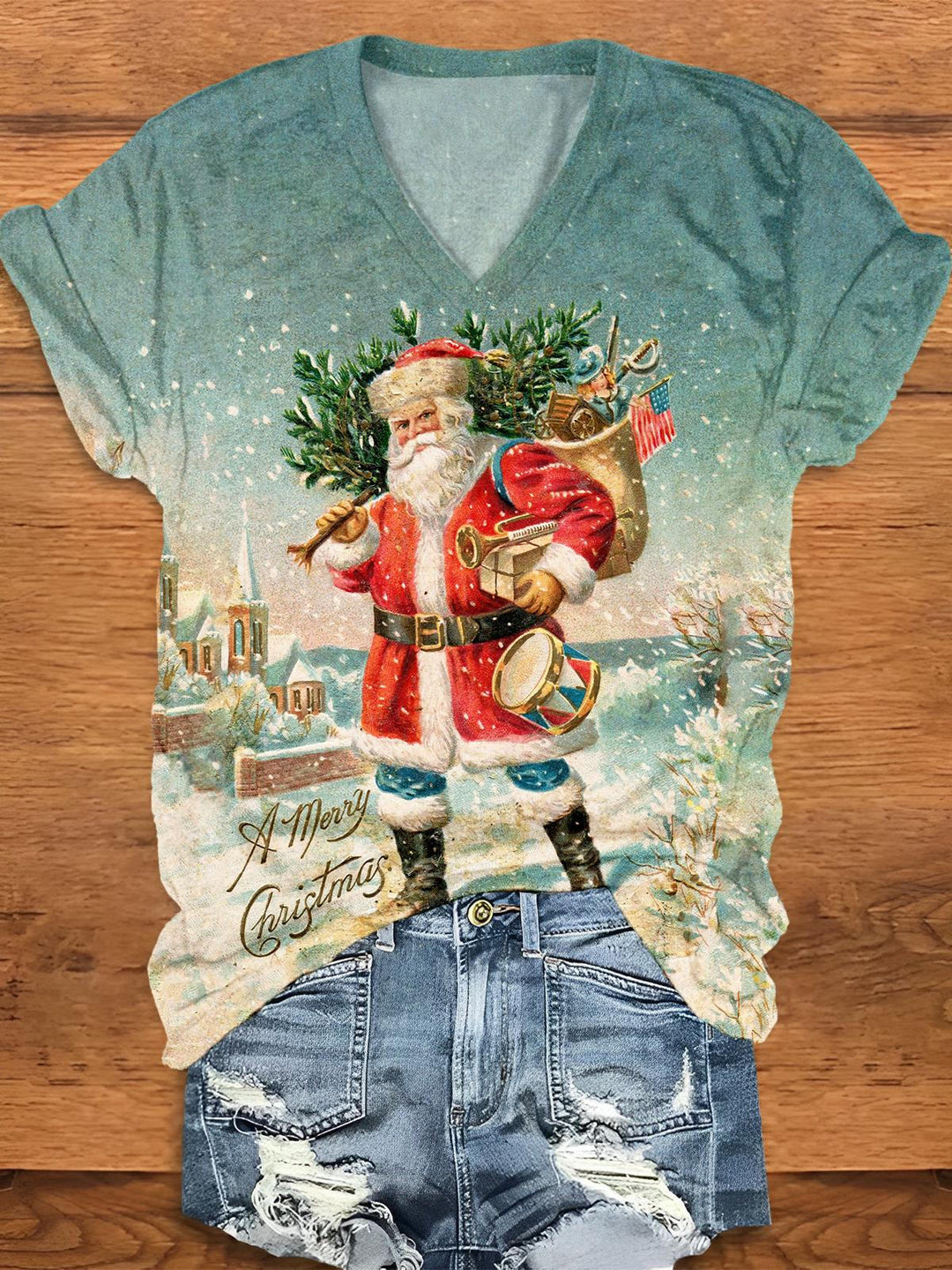 A Merry Christmas V-Neck T-Shirt