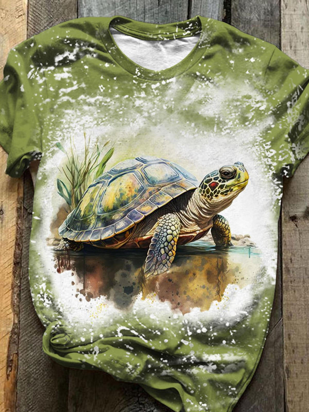 Turtle Tie Dye Print Crew Neck Top